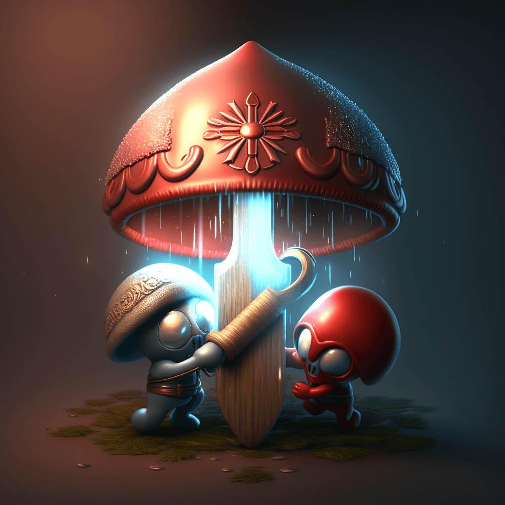 two-mashroom-warriors-fighting-for-mashroom-shield