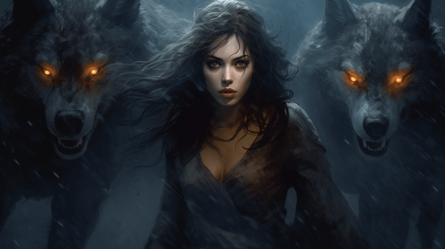 female-werewolf-with-two-wolves