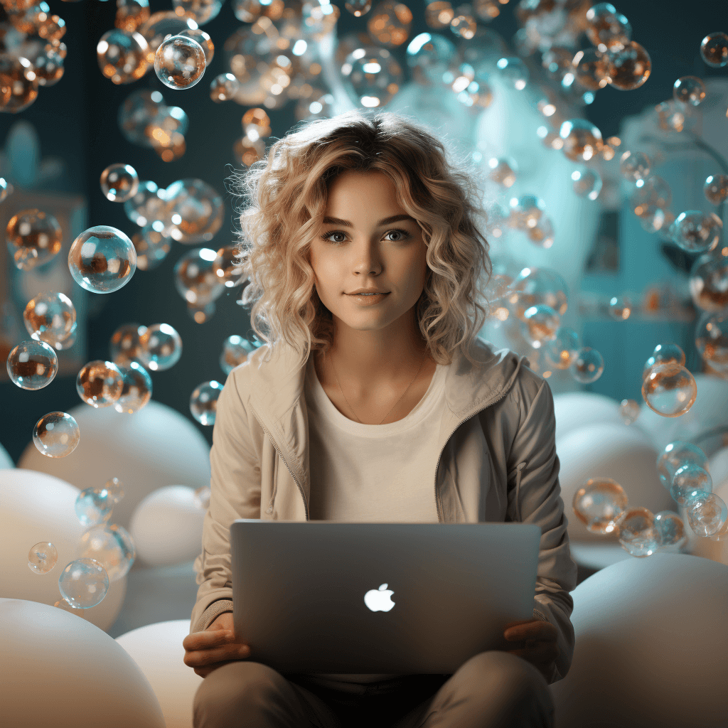 a-girl-sitting-on-bubble-with-macbook