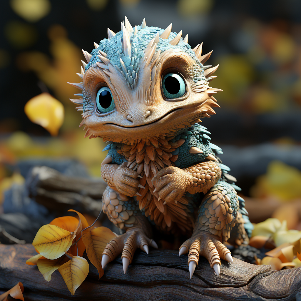 a-golden-blue-tiny-dragon-sitting-on-wood